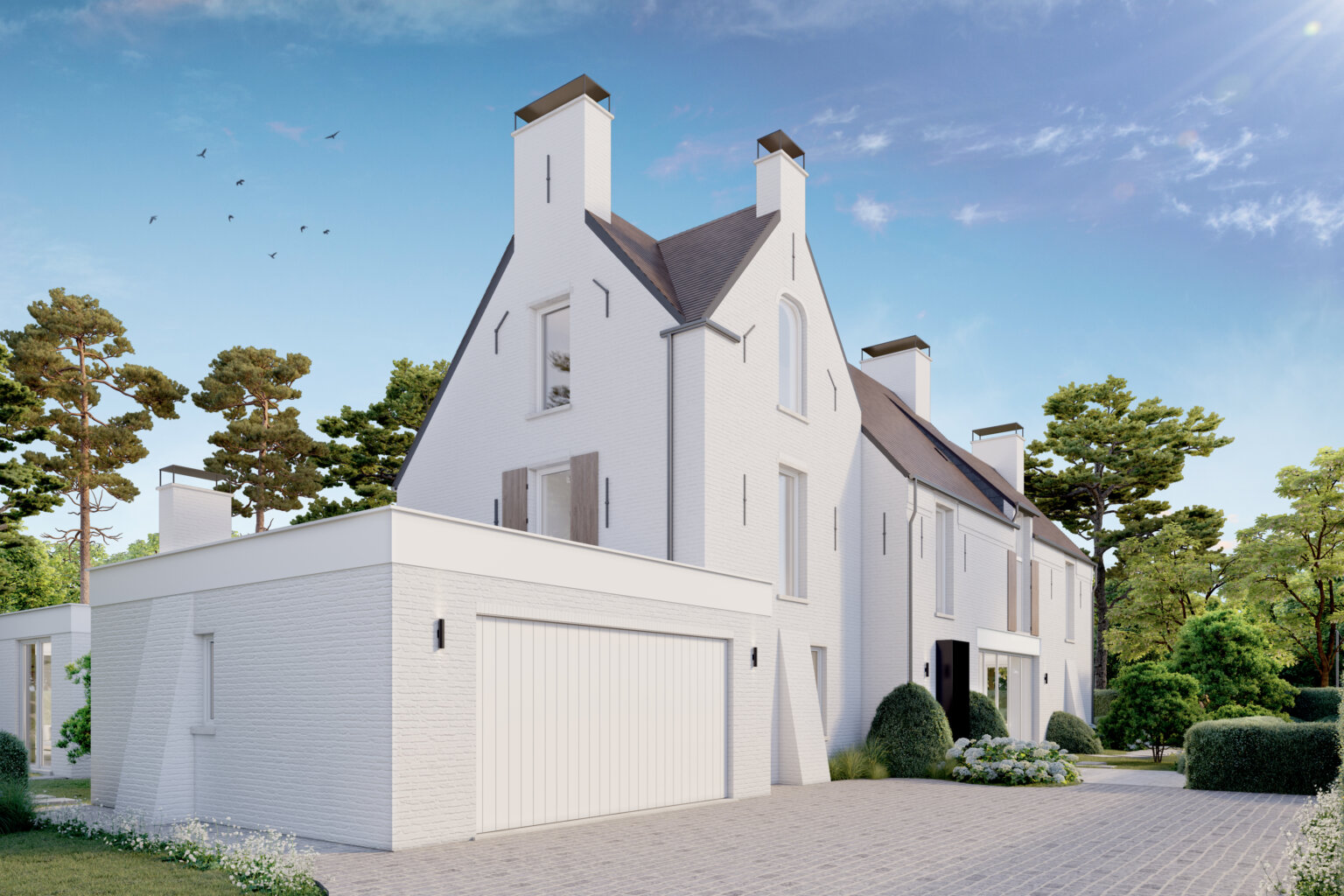 Photorealistic 3D exterior visualisation of contemporary housing