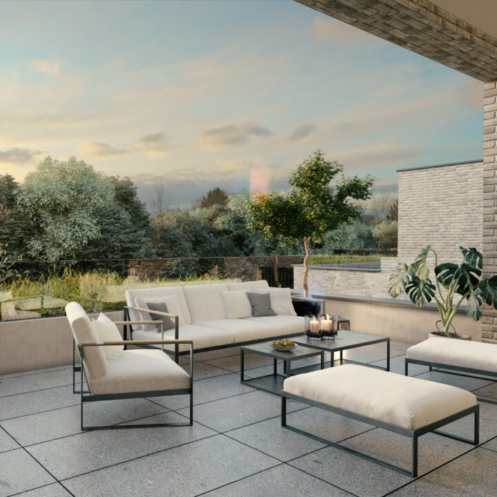 3D interior visualization of a residential living space by Be Present