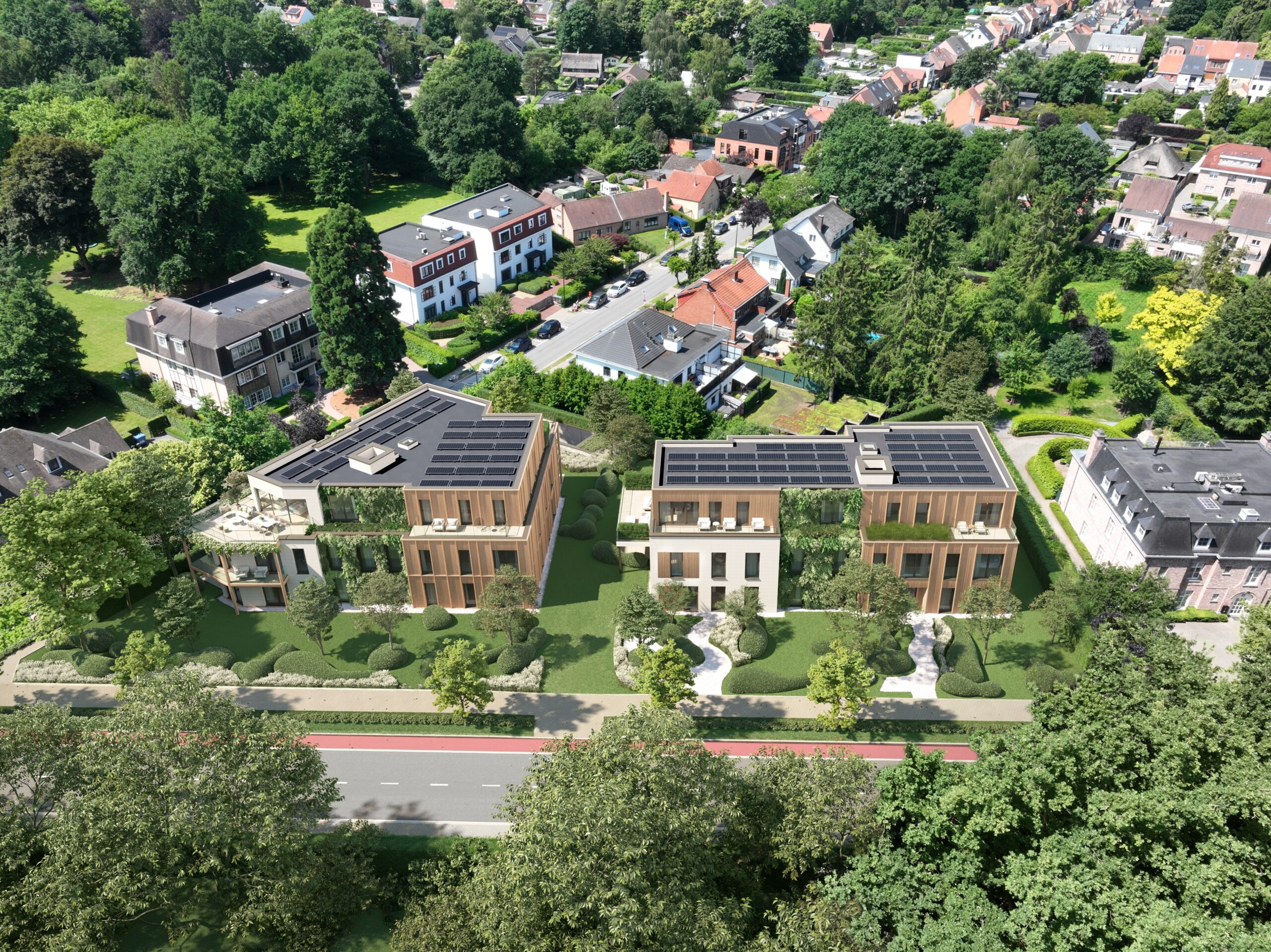 Sustainable residential CGI | Aerial Development Render