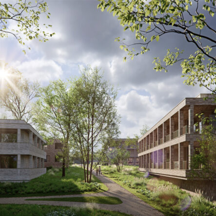 Artistieke impressie van Nederland, weergegeven als 3D de buitenkant van een woonhuis 3D  Be Present vastgoedmarketing.
