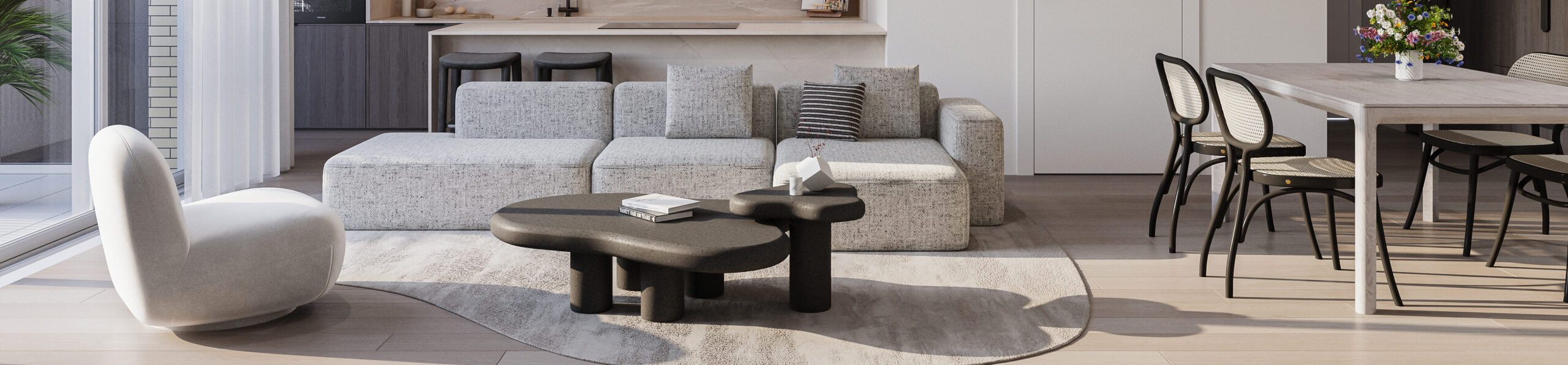 3D apartment interior visualization for a real estate project in Antwerp