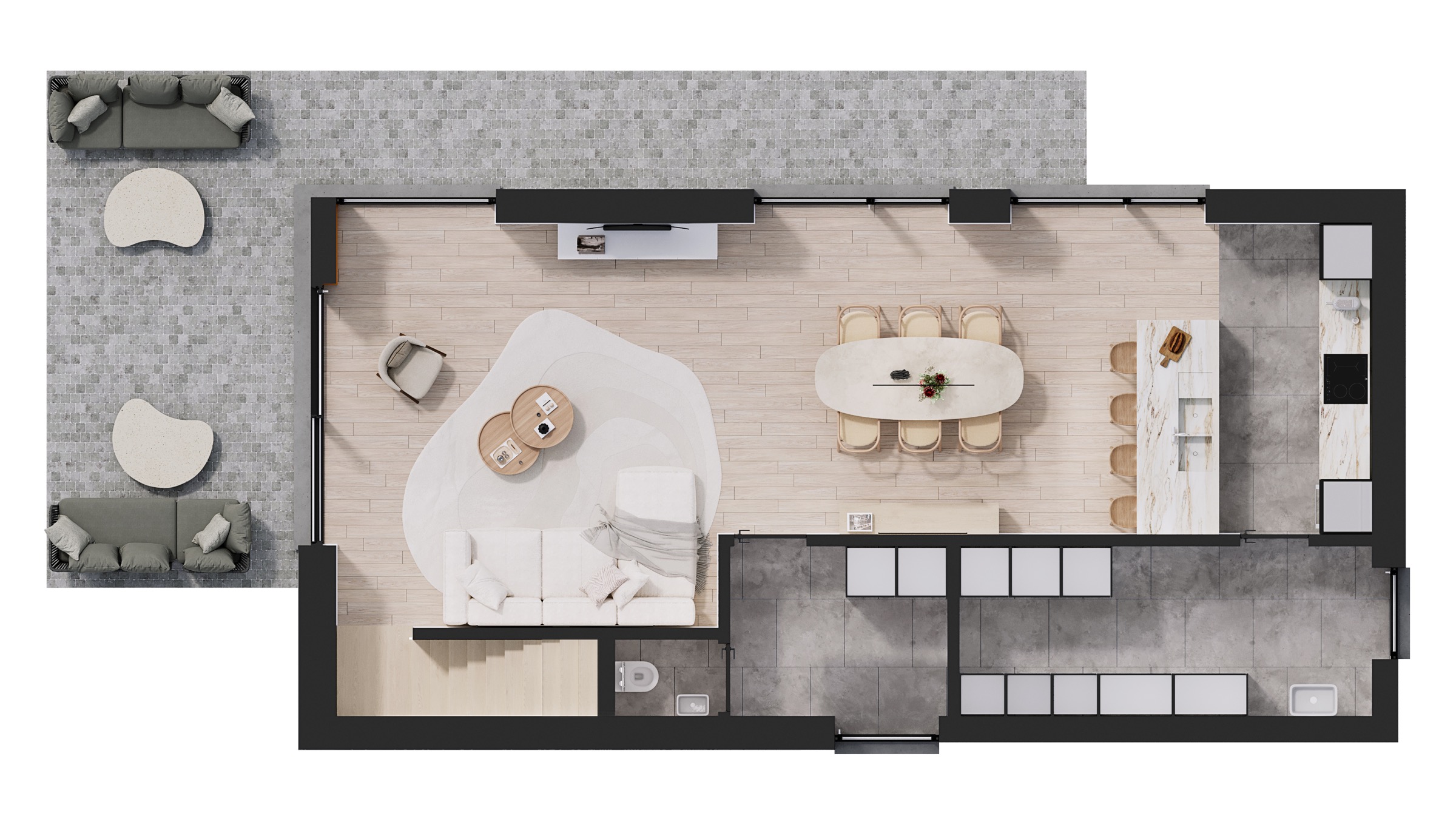 3D sales floor plan for a residential development in Bilzen