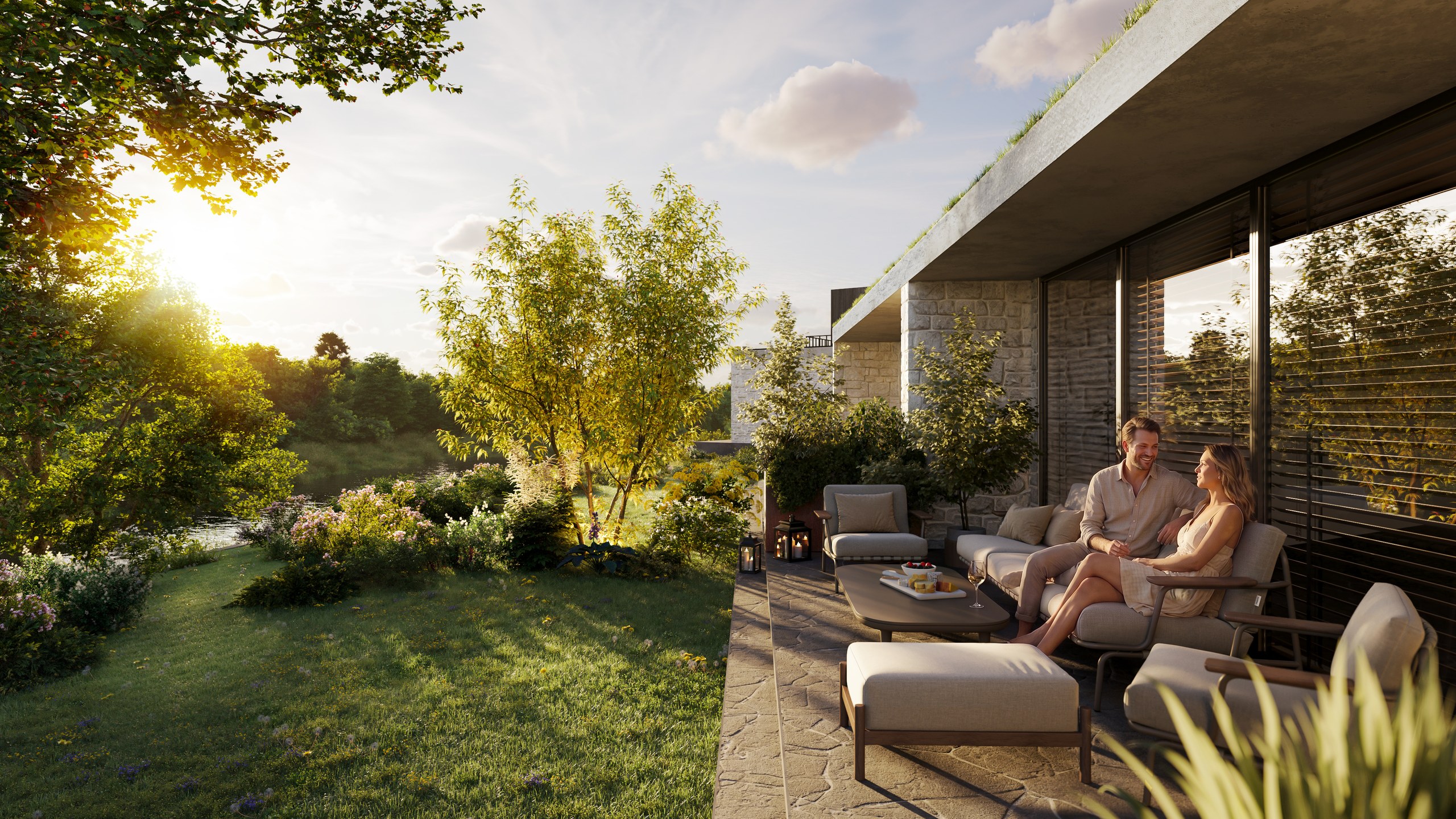 Summer terrace in Florenville overlooking the Semois